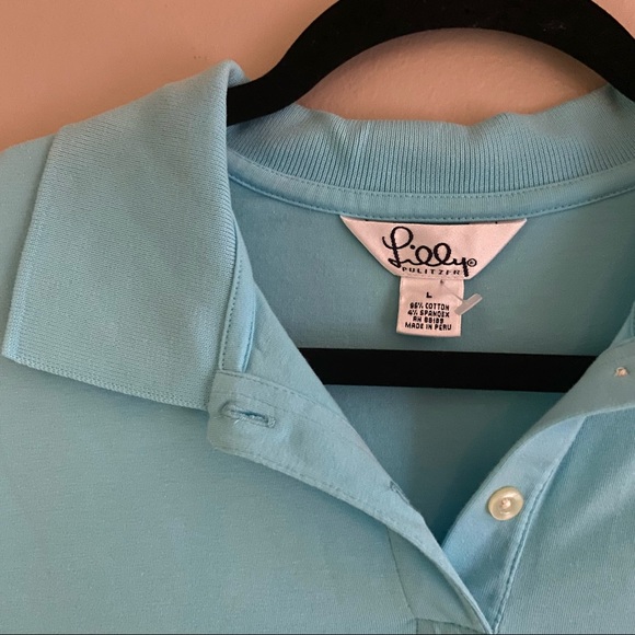 Lily Pulitzer• bright blue polo palm tree emblem size large - Picture 4 of 5